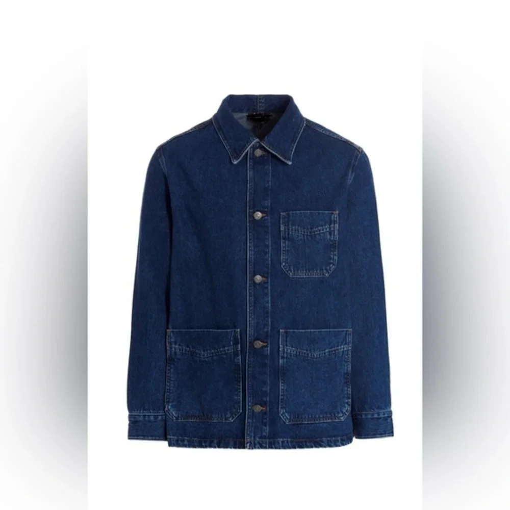 De Facto Denim Jeans Long Sleeve Jacket Dark Blue Navy Large With Pockets